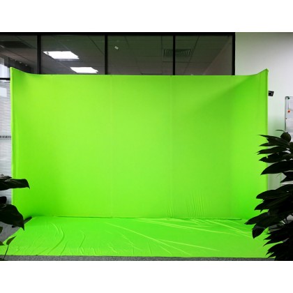 (Pre Order) Wrinkle Free Curved Side 3.5m x 2.2m (Width vs Height) Green Screen Backdrop Kit